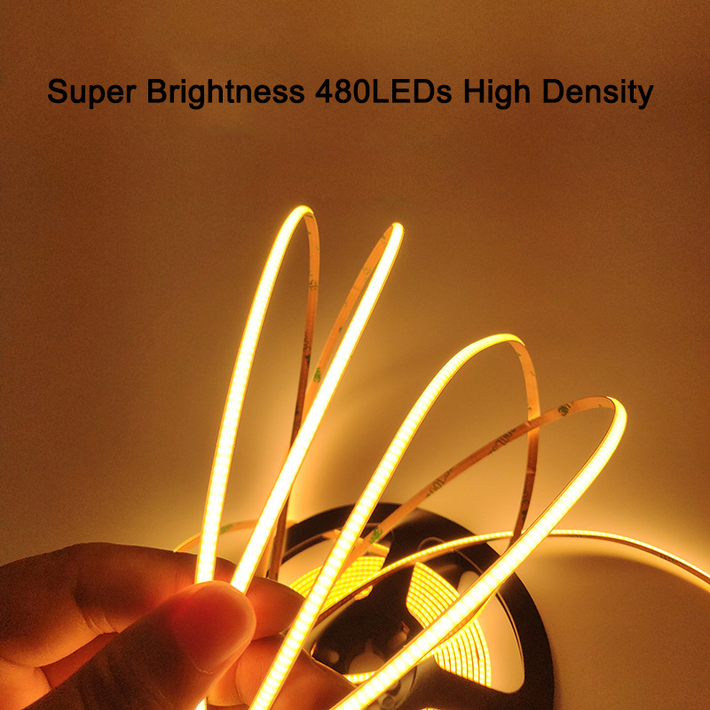 DC12/24V 4MM Super Narrow 480LEDs/M High Density Single Color 90 CRI LED Flexible COB Strip Light 16.4ft/5m per Roll DC12/24V 4MM Super Narrow 480LEDs/M High Density Single Color 90 CRI LED Flexible COB Strip Light 16.4ft/5m per Roll